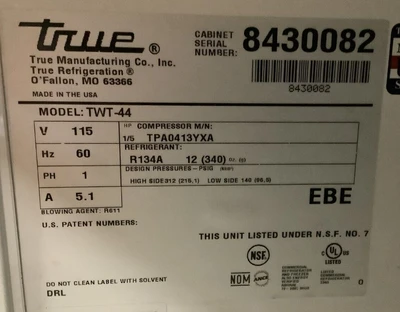 152-0248 True TWT-44F 44” Self Contained 1 Door Worktop Freezer