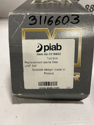 PIAB 3116603 Replacement Sterile Filter Element UNF 3/4” -NIB