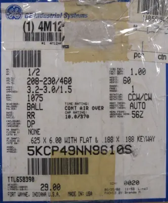 NEW GE MOTORS 5KCP49NN9610S