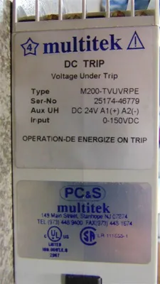 Multitek M200-TVUVRPE DC Voltage Under Trip Module Used