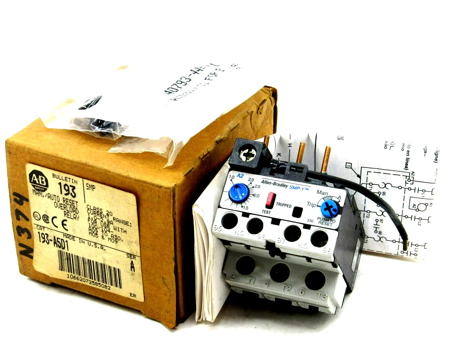 NEW ALLEN BRADLEY 193-A5D1 OVERLOAD RELAY SERIES A 193A5D1