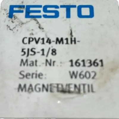 NEW FESTO CPV14-M1H-5JS-1/8 SOLENOID VALVE 161361 CPV14M1H5JS18
