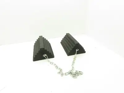 Checkers 471F58 Wheel Chocks Black Rubber 8x12x5" Max 55" Wheel 3' Chain Set
