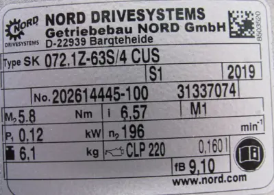 NEW NORD SK 63S/4 CUS GEARMOTOR SK 072.1Z-63S/4 CUS SK63S4CUS 6.57:1