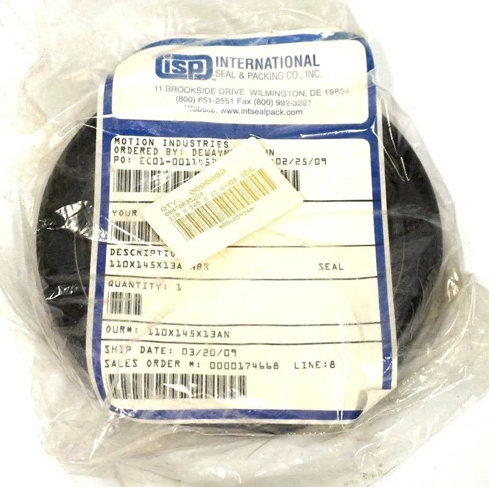 NEW ISP INTERNATIONAL SEAL AND PACKAGING 110X145X13 A-NBR SEAL
