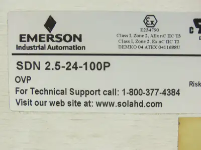 Emerson Sola SDN2.5-24-100P PLC Power Supply 24VDC 2.5A 115/230V 1PH Lot of 4