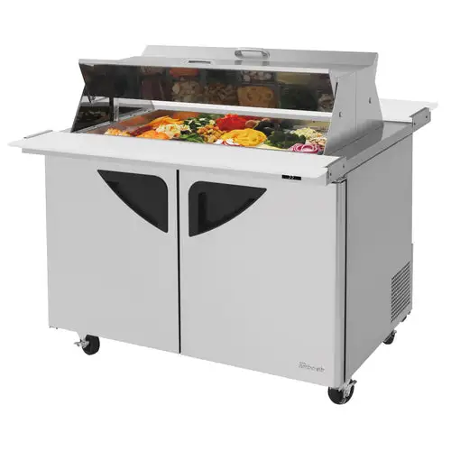 Turbo Air TST-48SD-18-N-DS 48 1/4" Super Deluxe Mega Top Dual Sided Sandwich/Salad Prep Table w/ Refrigerated Base, 115v