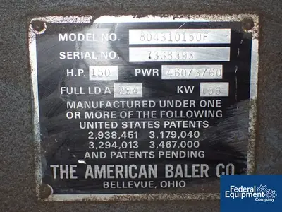 USED American Bale Company American Horizontal Auto Tie Baler, Model 804310150F