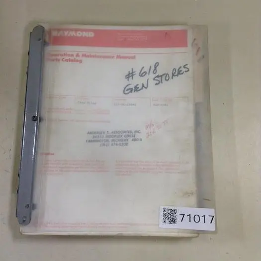 Used RAYMOND CATALOG017 Manuals Michigan US | Ideal Machinery #701066