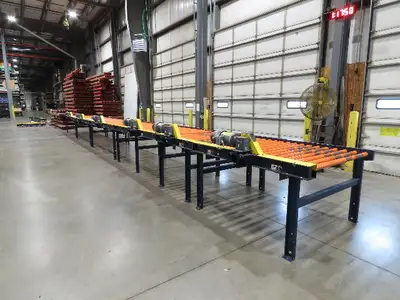 55"x 48' 4" Chain Drive Live Roller Conveyor 48"BF 1.9" Urethane Roller 460V 3PH