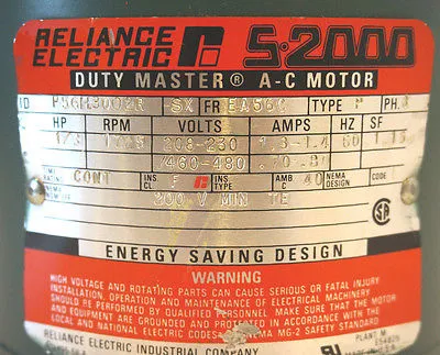 NEW RELIANCE ELECTRIC P56H3002R-SX S-2000 AC MOTOR 1725 RPM 1/3 HP P56H3002RSX