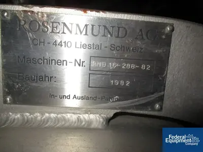 USED Rosenmund 1.6 Sq Meter Rosenmund Nutsche Filter, Hastelloy C276