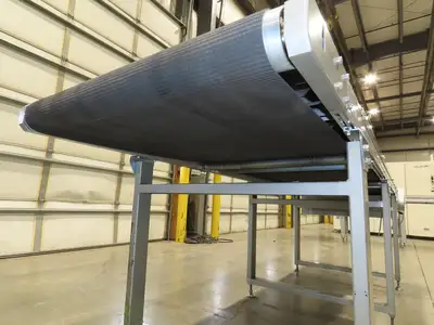 Habasit 38"x 11' 6" Slider Bed Conveyor 33.5"W Grip Belt 220V 3PH 5FPM