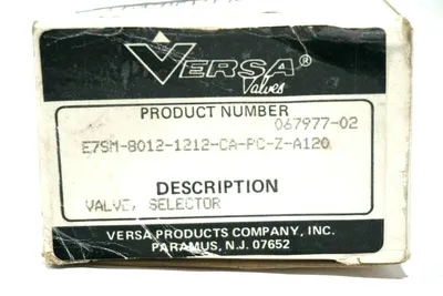 NEW VERSA VALVES E7SM-8012-1212-CA-PC-Z-A120 SELECTOR VALVE E7SM80121212CAPCZA12