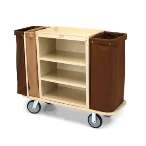 Forbes Industries Housekeeping Cart w/ (3) Shelves & (3) Bag Style - 30"W x 19"D x 36"H, Steel, Black (2105)