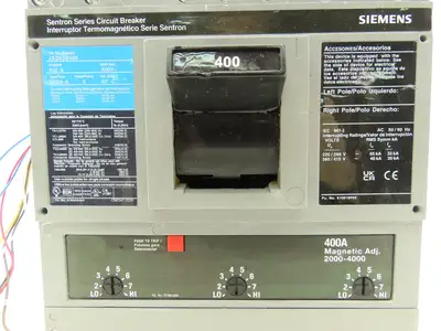 Siemens JXD63B400 Circuit Breaker 400A 3 Pole 3PH 600V Type JXD6-A Magnetic Adj