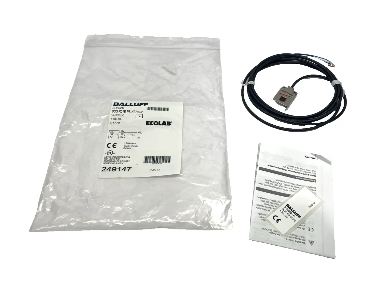 BOS021P, BOS R01E-PS-KE20-02 | Balluff BOS021P Cubical Through-Beam Photoelectric Sensor BOS R01E-PS-KE20-02 - New