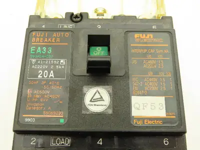 Fuji EA33 Circuit Breaker 20A 460VAC 3-Pole Lot of 9