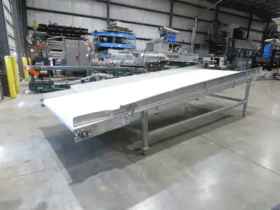 70"x 16' 9" Stainless Portable Incline Conveyor Mattop Belt Food Grade *No Drive