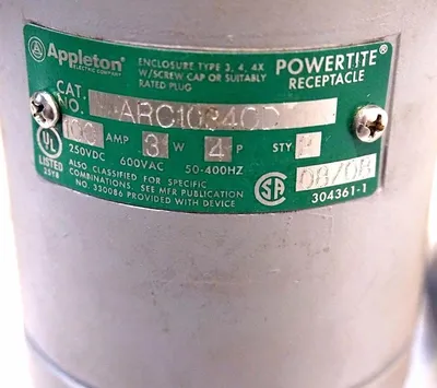 NEW APPLETON ARC10340D POWERTITE RECEPTACLE