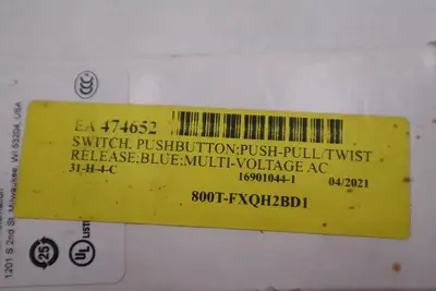 ALLEN BRADLEY 800T-FXQH2BA1 30MM PUSH-PULL DEVICE SER U STOCK #K-2382