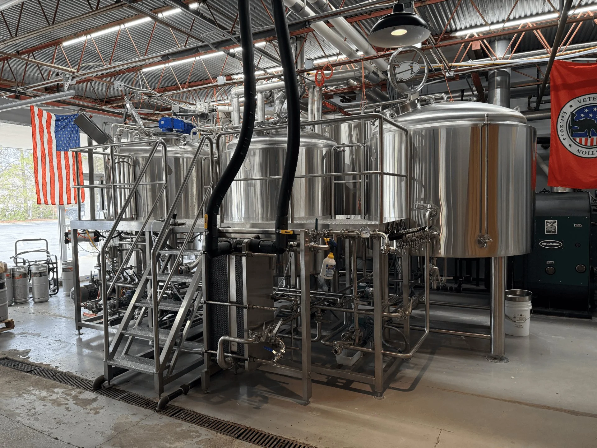 Deutsche 15 BBL 3-Vessel Steam Jacketed Brewhouse with BK, MT, WP, Heat Exchanger, Mash Pump & More!