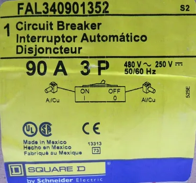 NEW SQUARE D FAL340901352 CIRCUIT BREAKER 90A 3P