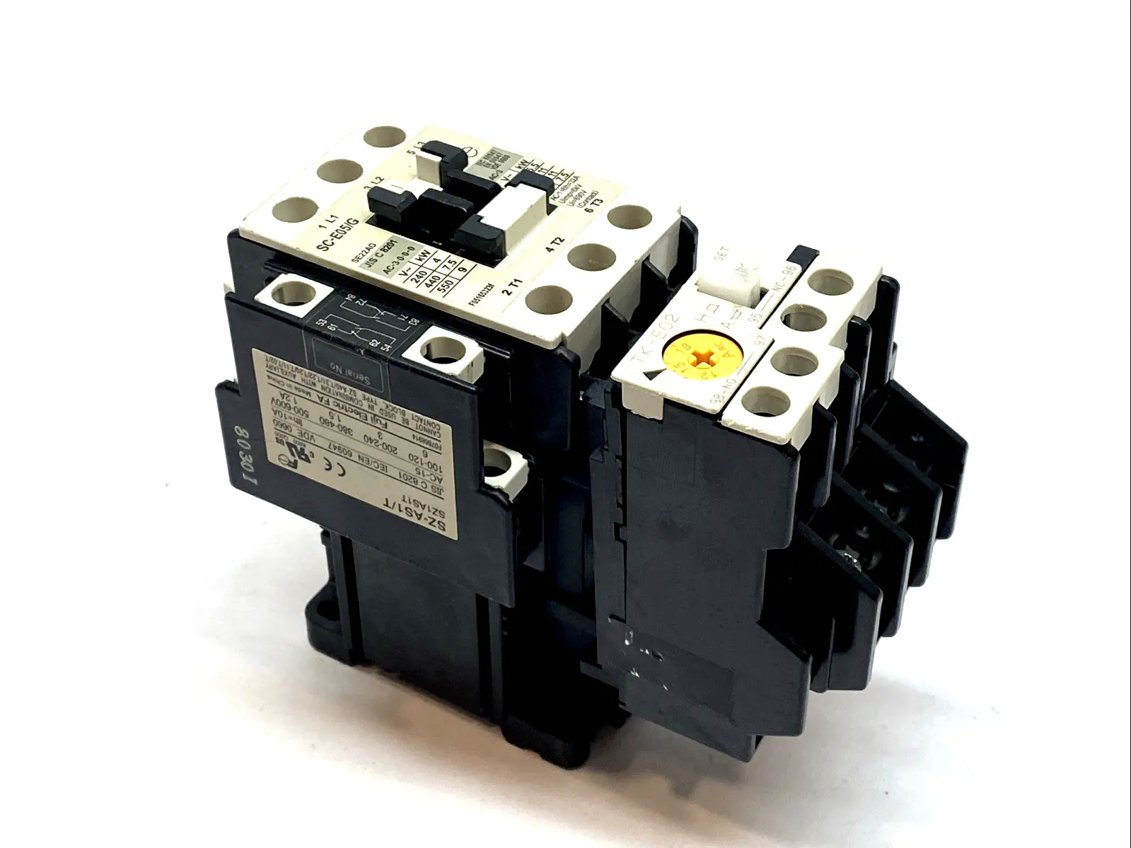 USED FUJI ELECTRIC CONTACTOR W/ TK-E02 OVERLOAD - 3-PHASE MOTOR STARTER