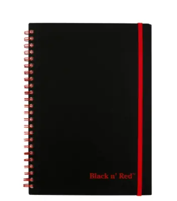 Black n' Red Poly Notebook/Journal, Black/Red, 70 Pages (35 Sheets)