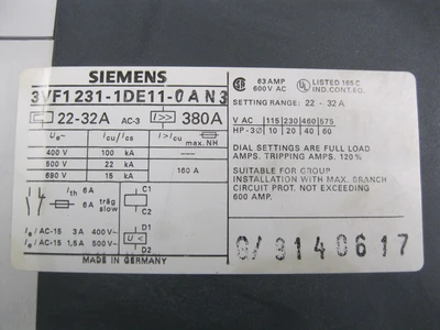 NEW Siemens 3VF1231-1DE11-0AN3