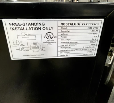 72-0413 Nostalgia KRS-2100 Self Contained Keg Cooler