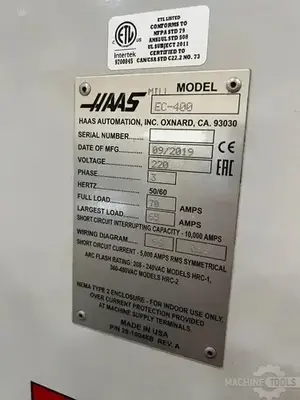 USED 2019 HAAS EC-400PP