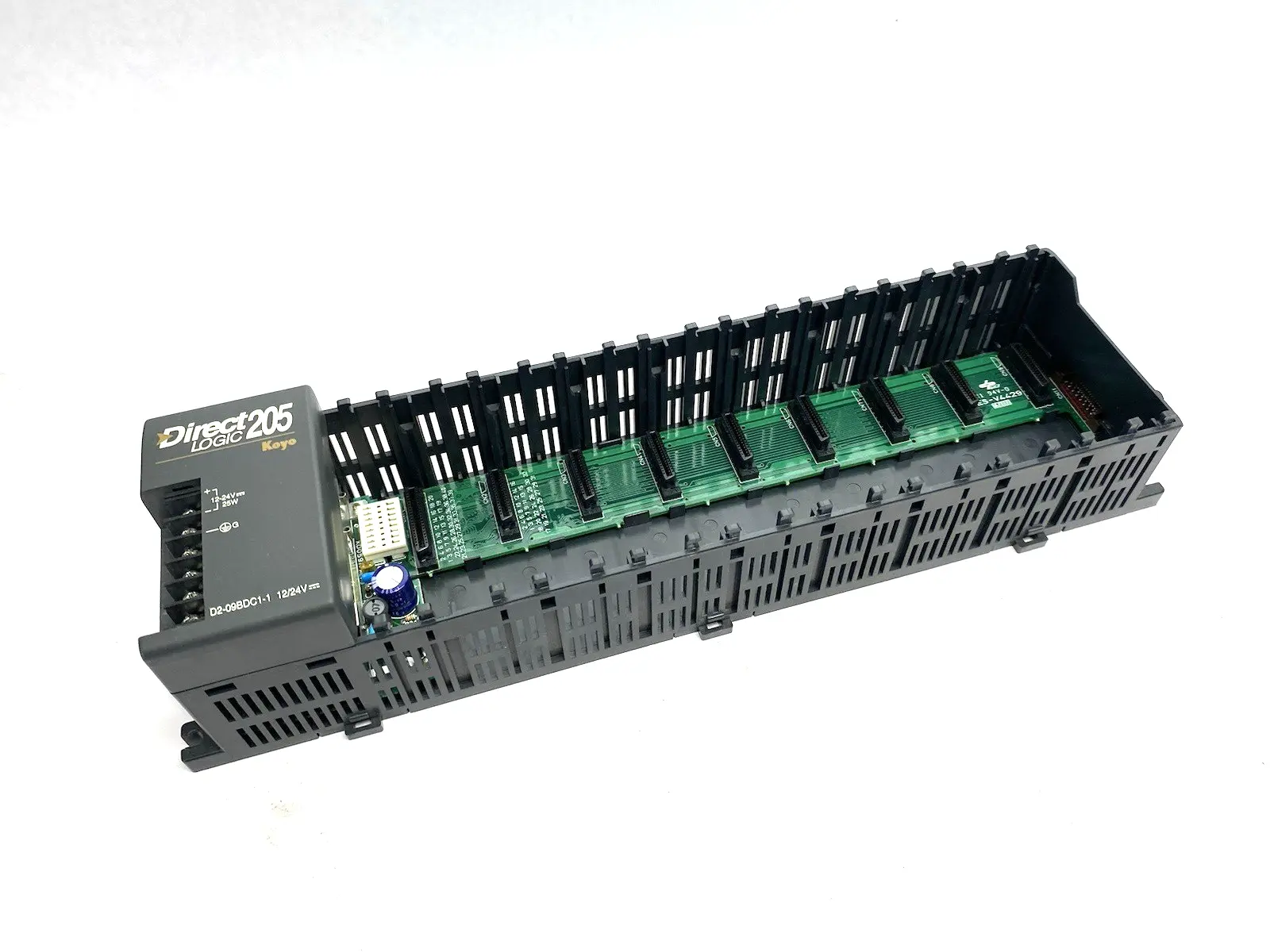 USED AUTOMATION DIRECT DIRECTLOGIC DL205 I/O BASE, 9-SLOT, DIN RAIL