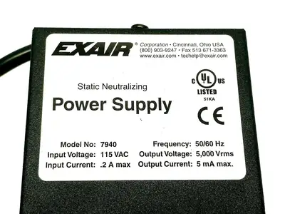 7940 | Exair  Static Neutralizing Power Supply Unit 115 VAC - Used