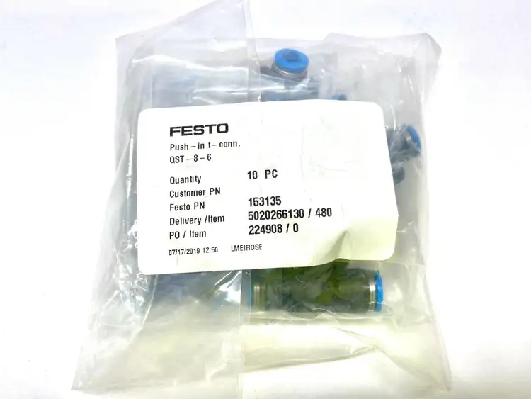 New | in-Stock FESTO PUSH IN TEE CONNECTOR Valves/Fittings | Maverick Industrial Sales #1103217