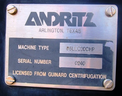 Andritz D5LL C30 CHP sanitary decanter centrifuge, 316L SS.