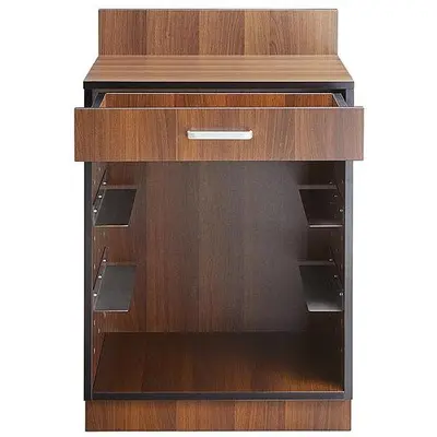 24" Walnut Waitress Station with Drawer and 4 Adjustable Stainless Steel Rack Holders