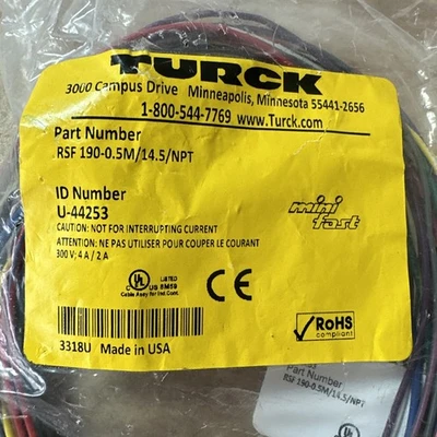 NEW Turck RSF 190-0.5M/14.5/NPT