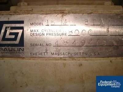 USED Gaulin 15M 8TA GAULIN HOMOGENIZER, S/S, 8000#