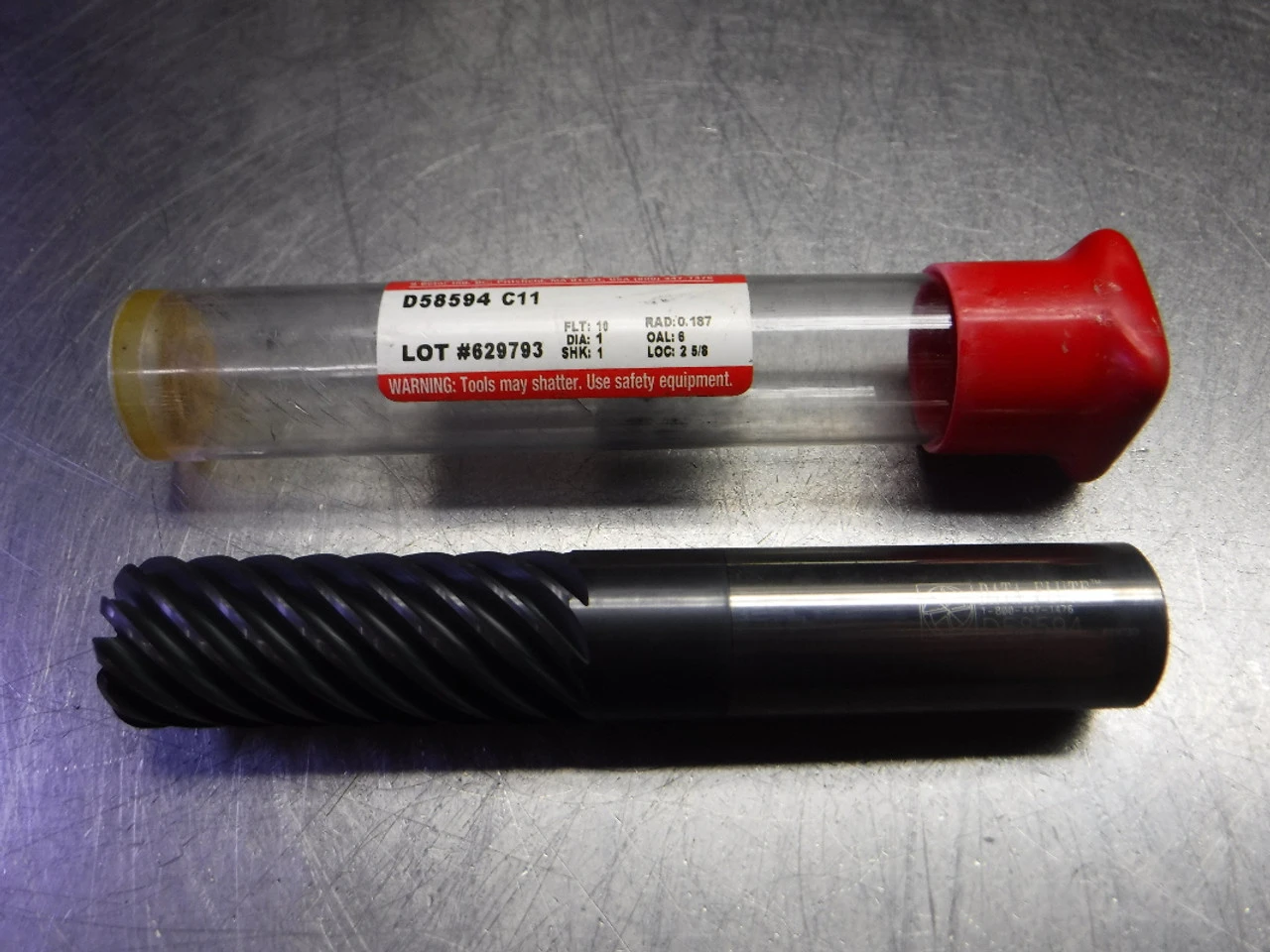 Data Flute 1" 10 Flute Carbide Endmill 1" Shank D58594 C11 (LOC856)
