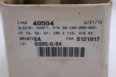 SLEEVE SHAFT SUMMIT SLEEVE AC PWO 316SS PN: 50-100-090-002 NEW STOCK 1942