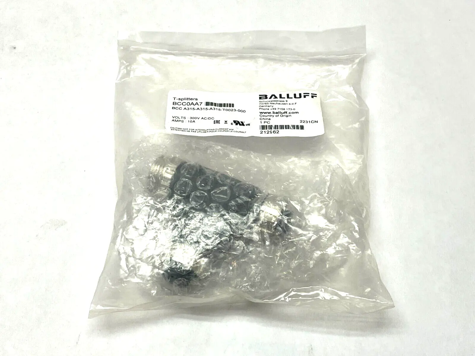 BCC0AA7 | Balluff  Tee Connector BCC A315-A315-A315-T0023-000 - New