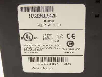 GE Fanuc IC693MDL940K Output Relay Module 2A 16PT