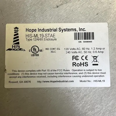 USED HOPE INDUSTRIAL SYSTEMS HIS-ML19-STAE