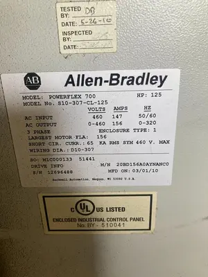 ELECTRICAL ENCLOSURE WITH 20BD156A0AYNANC0 Allen Bradley 125HP Powerflex 700