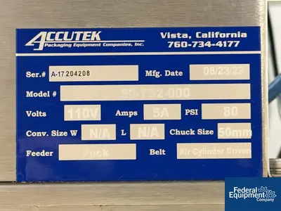 Used Accutek Accutek Ultrasonic Sealer, Model 50-TS2-000 Tube Fillers Ohio US | Federal Equipment Company #1337958