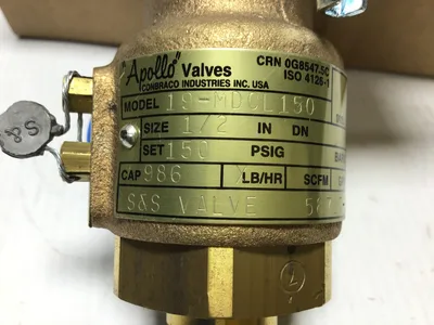 Apollo 19-MDCL150 Pressure Safety Relief Valve 1/2″ NPT Set 150 PSIG CAP 9896