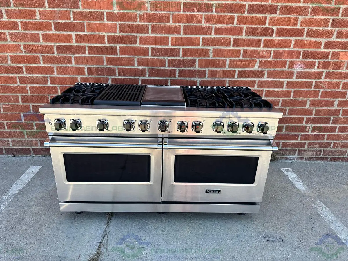 USED VIKING VDR5606GQSS 60" STAINLESS STEEL DUAL FUEL RANGE W/ GRILL AND GRIDDLE
