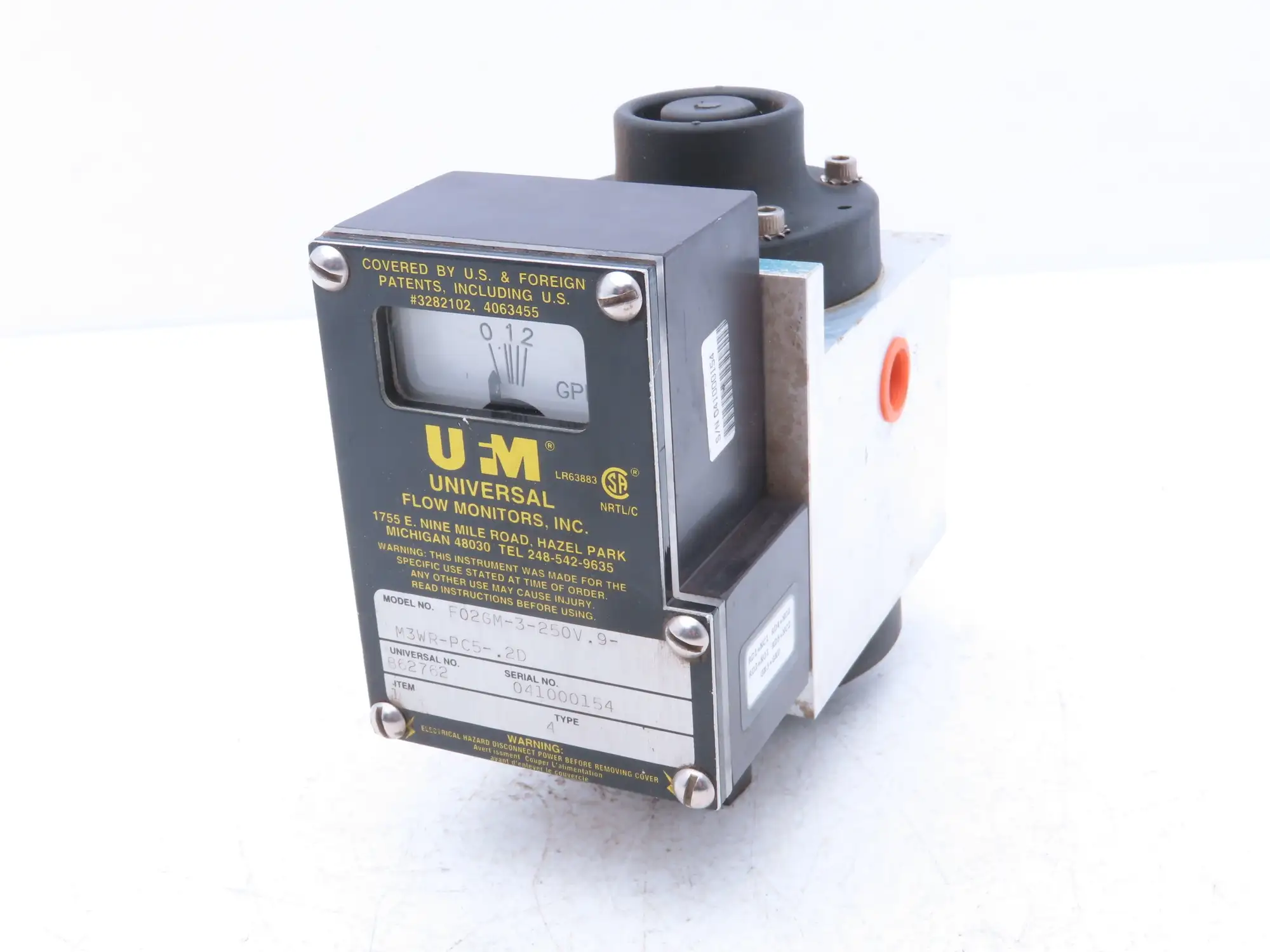 UFM F02GM-3-250V.9-M3WR-PC5-.2D Universal Flow Meter Type 4 Monitor 3/8" NPT