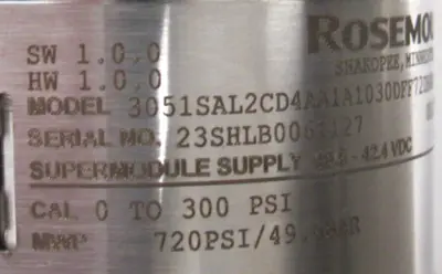 NEW ROSEMOUNT 3051SAL2CD4AA1A1030DFF72DB00L4 PRESSURE TRANSMITTER 0-300 PSI